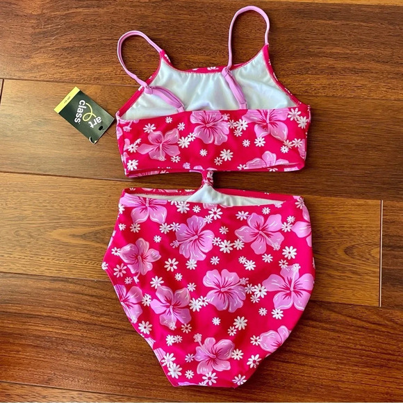 Art Class Girls' Simply Hibiscus One Piece Swimsuit Pink L (10/12) NWT - Picture 5 of 8